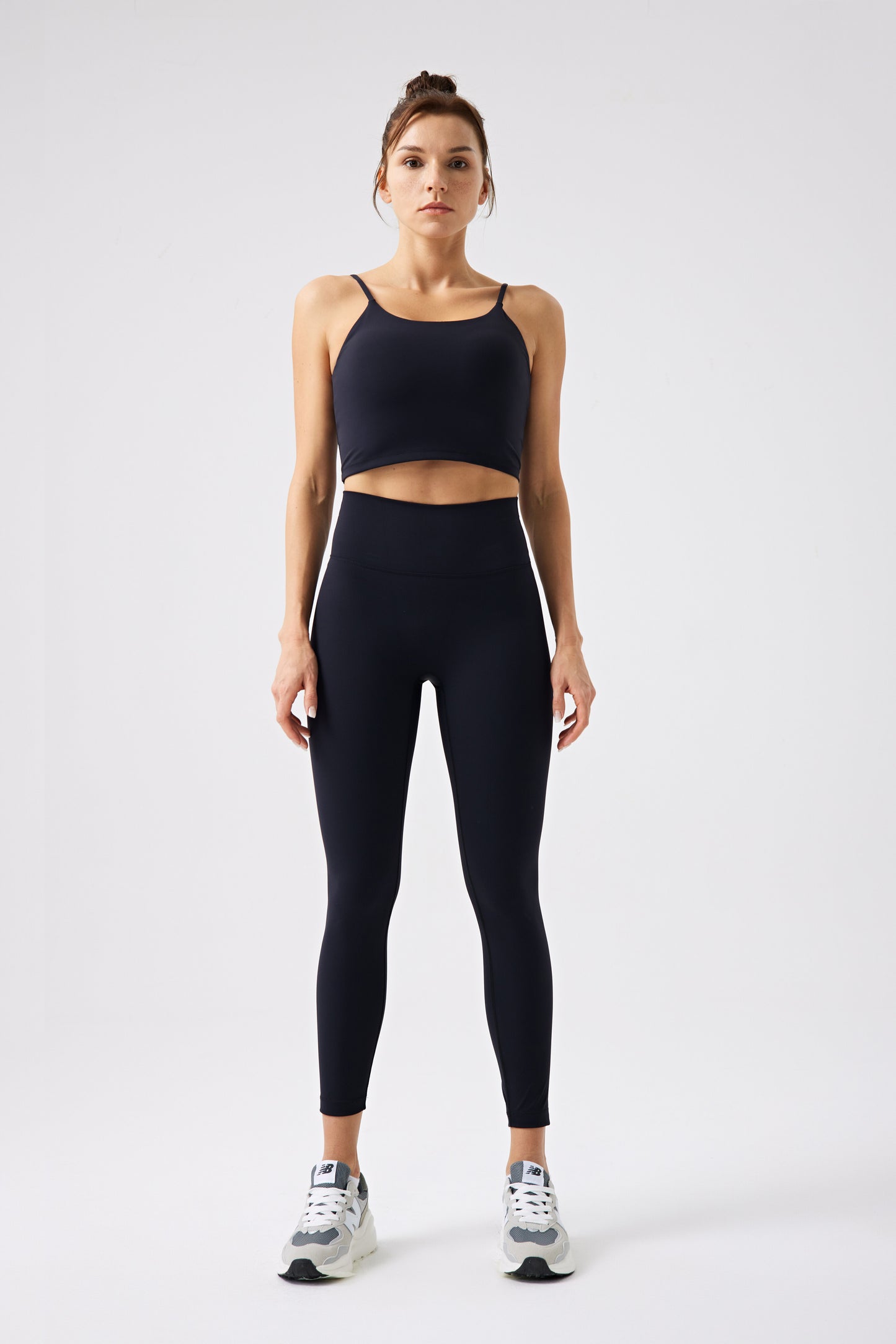 High Waistband Without Front Seam gym Legging - BLACK