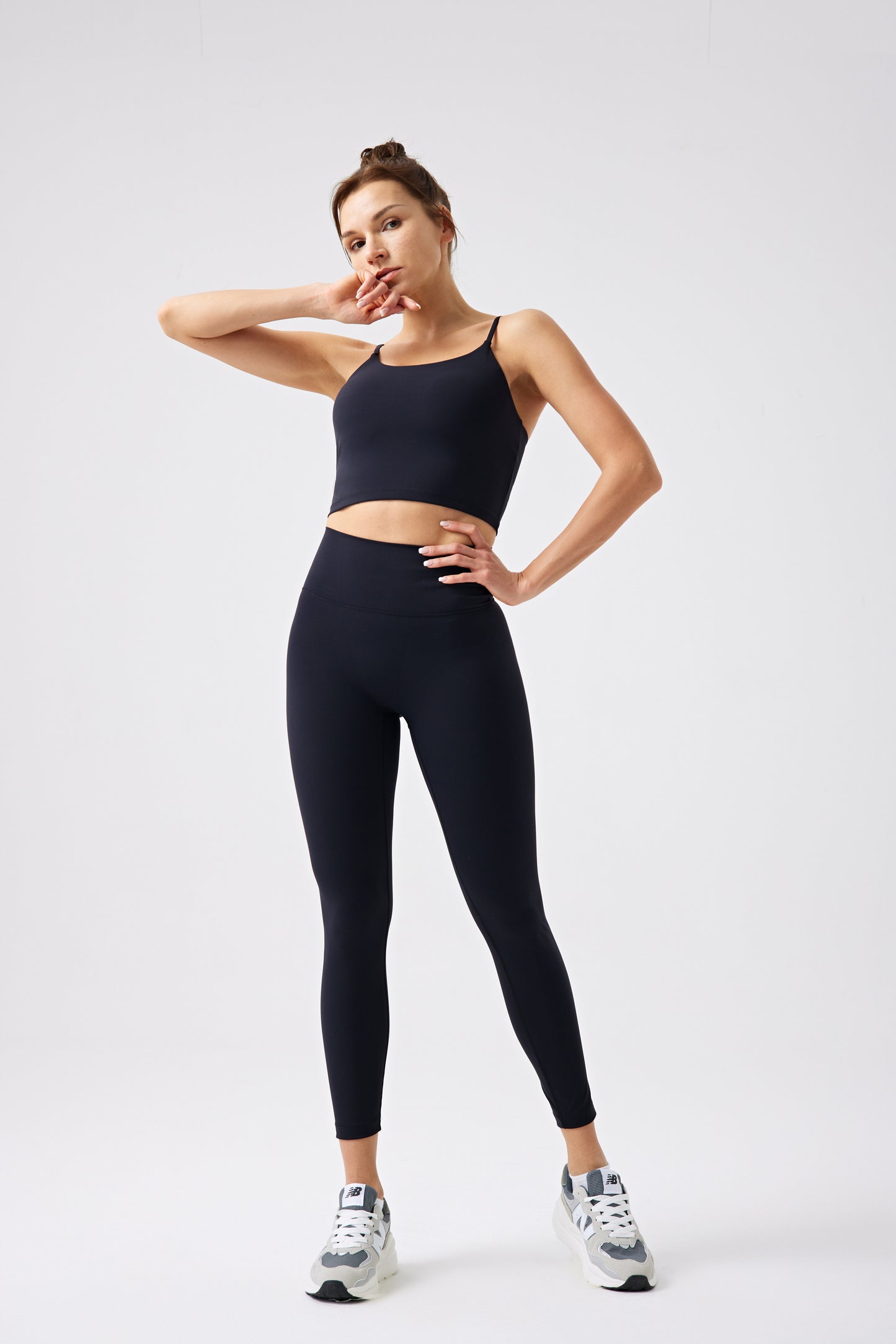 High Waistband Without Front Seam gym Legging - BLACK