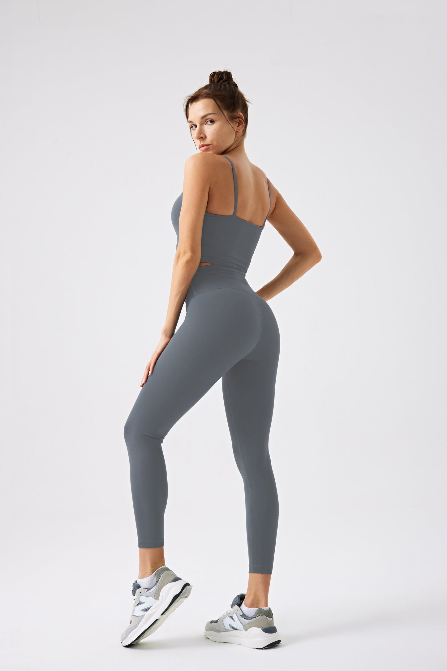 High Waistband Without Front Seam gym Legging - GRAY