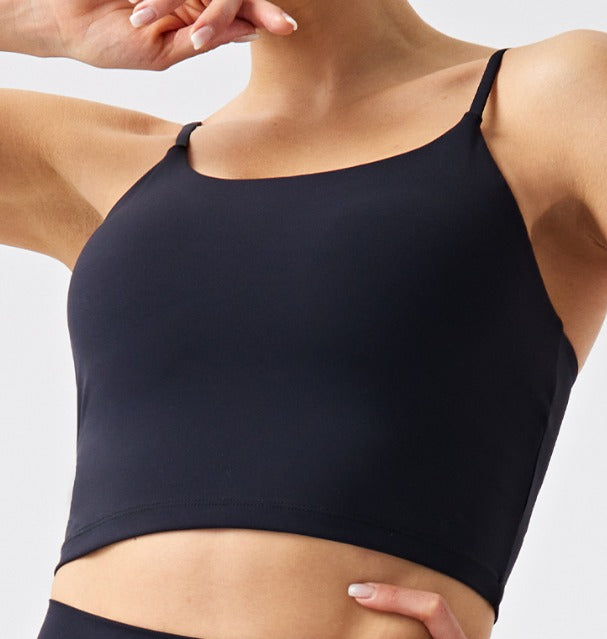 Classic Trendy Crop Top with Bra support - BLACK