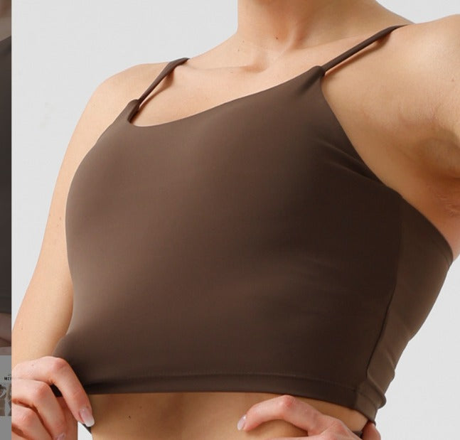 Classic Trendy Crop Top with Bra support - BROWN