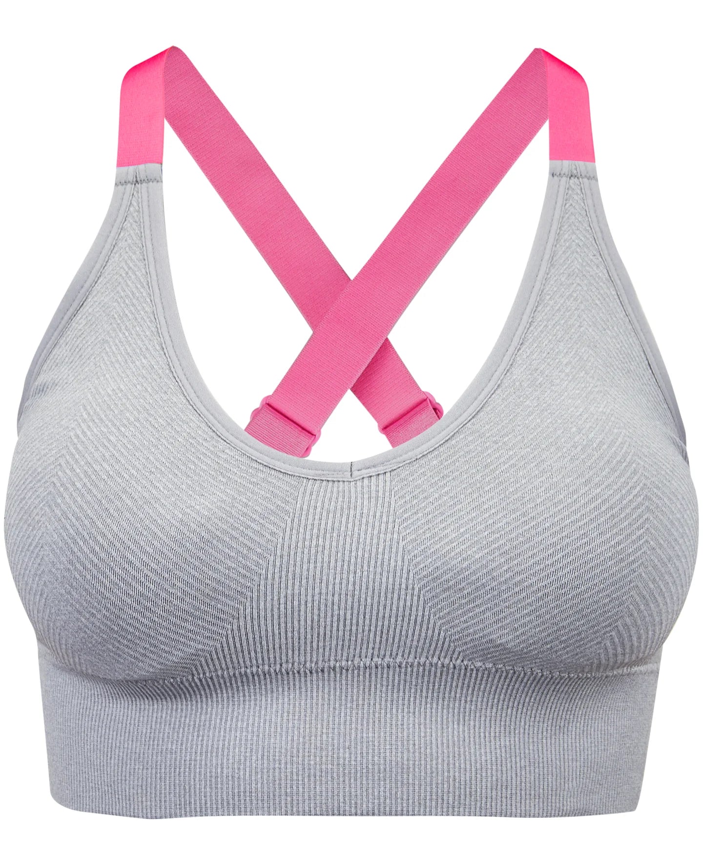 Women's Active Seamless Sports Crop in grey and hot pink