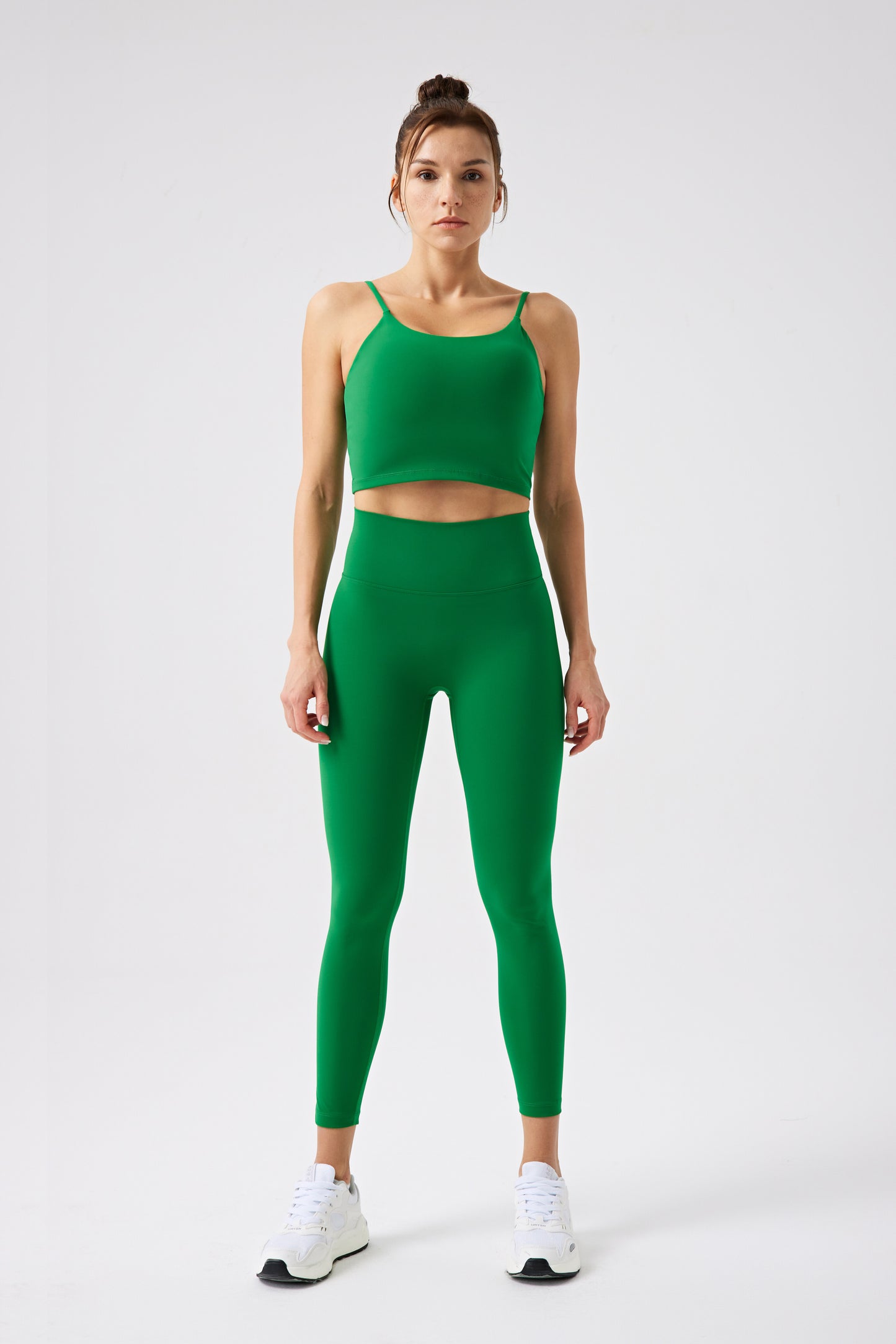 High Waistband Without Front Seam gym Legging - Green
