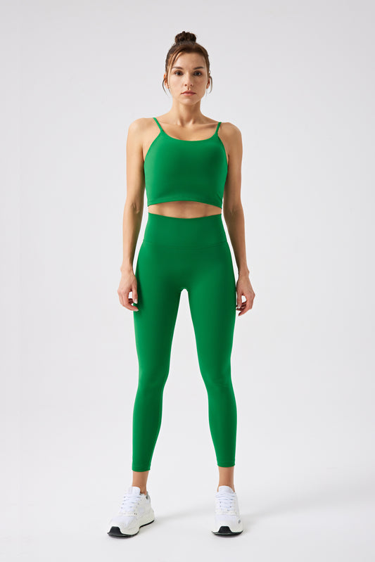 Women Sports Bra & Leggings Gym  Pants   Cord Set - Green