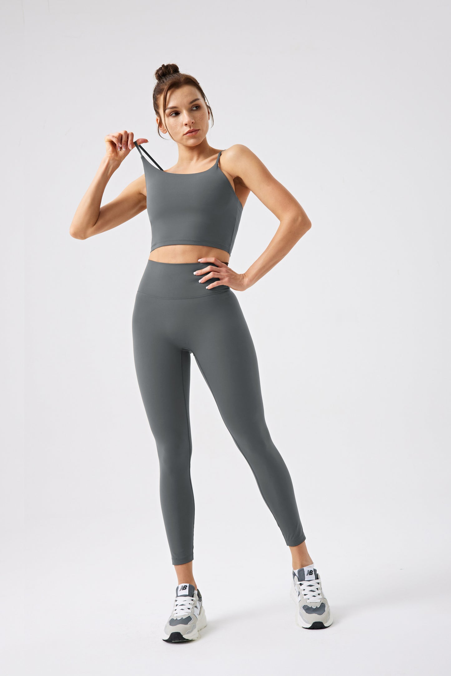 High Waistband Without Front Seam gym Legging - GRAY