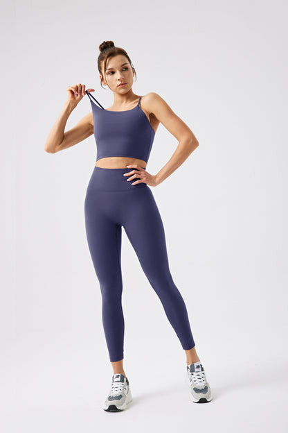 Women Sports Bra & Leggings Yoga /gym Pants Cord Set -  Purple