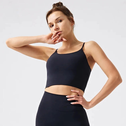 Classic Trendy Crop Top with Bra support -  BLACK