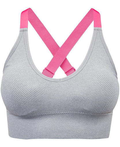 Women's  Active Seamless Sports Crop in grey and hot pink