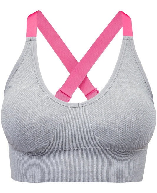 Women's  Active Seamless Sports Crop in grey and hot pink