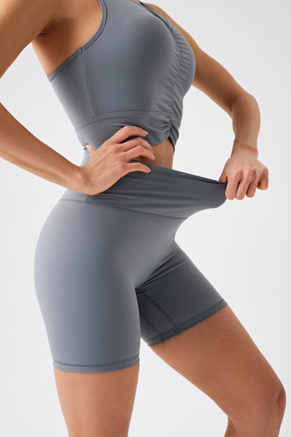 Breathable Tulip Hem Sports Shorts - Gray